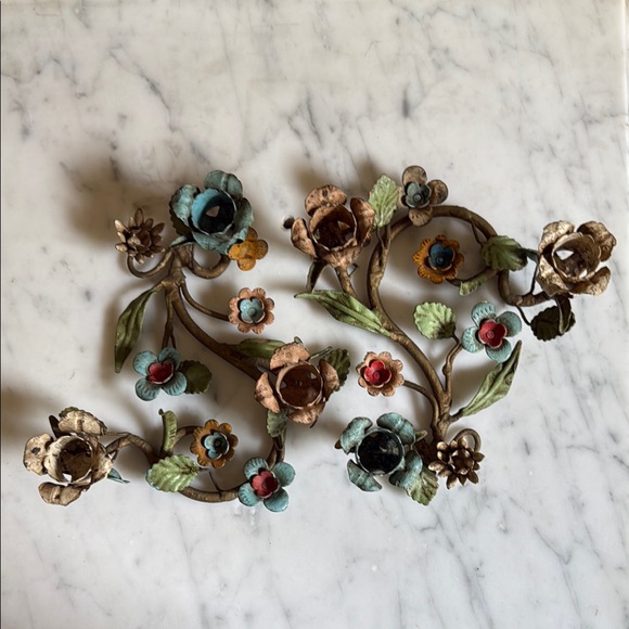 Amazing vintage hand painted candle holders